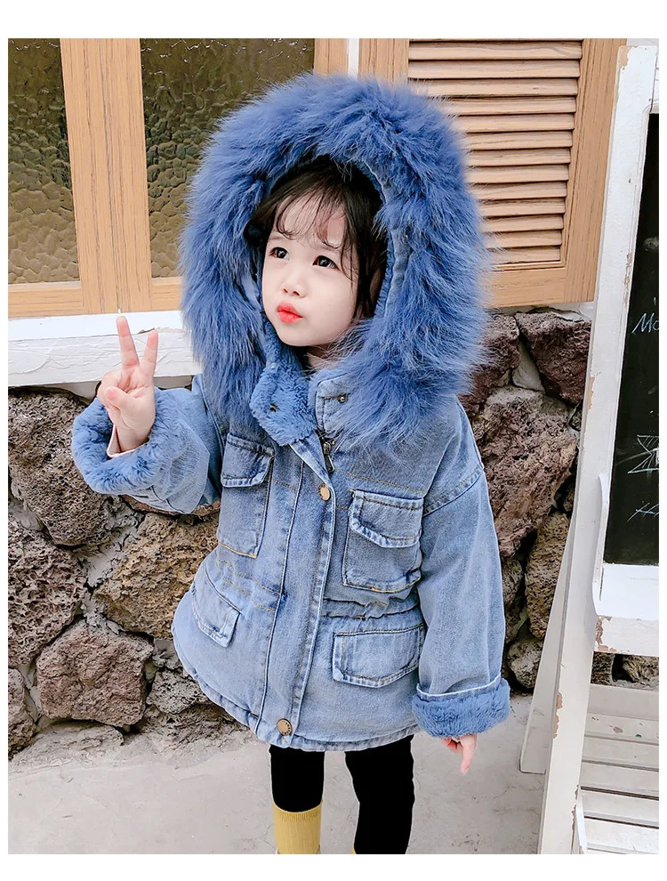 Title 23, Girls denim plus velvet jacket autumn and wint...