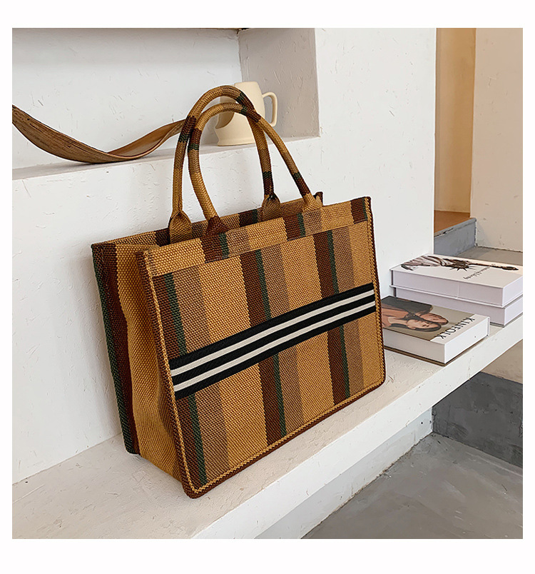 Title 12, New Fashion Plaid Large Capacity Canvas Tote Ba...