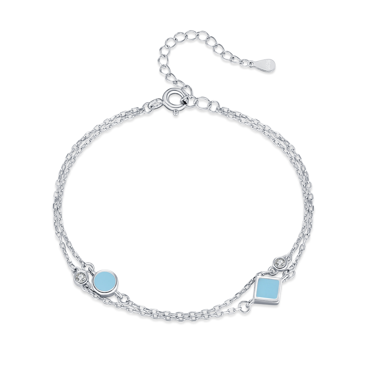 Women's S925 Silver Geometric Round Bracelet
