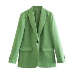 Women's Fashionable Simple Suit Jacket High Waist Baggy Straight Trousers Suit - Cd8824 Top-M - View 1