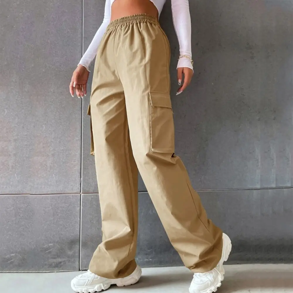 No Belt Pants High Waist Season Wide Leg Straight