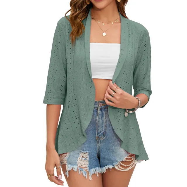 Women's Fashion Simple Solid Color Cardigan Outerwear Top Dark Green - Shop at LoveMi