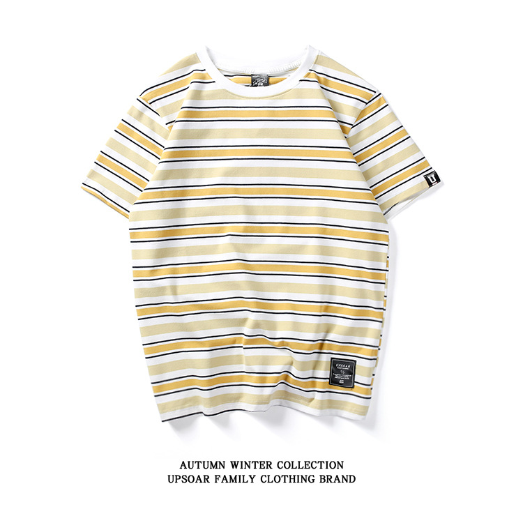 Title 1, Contrast stripes short sleeve shirt, a comforta...