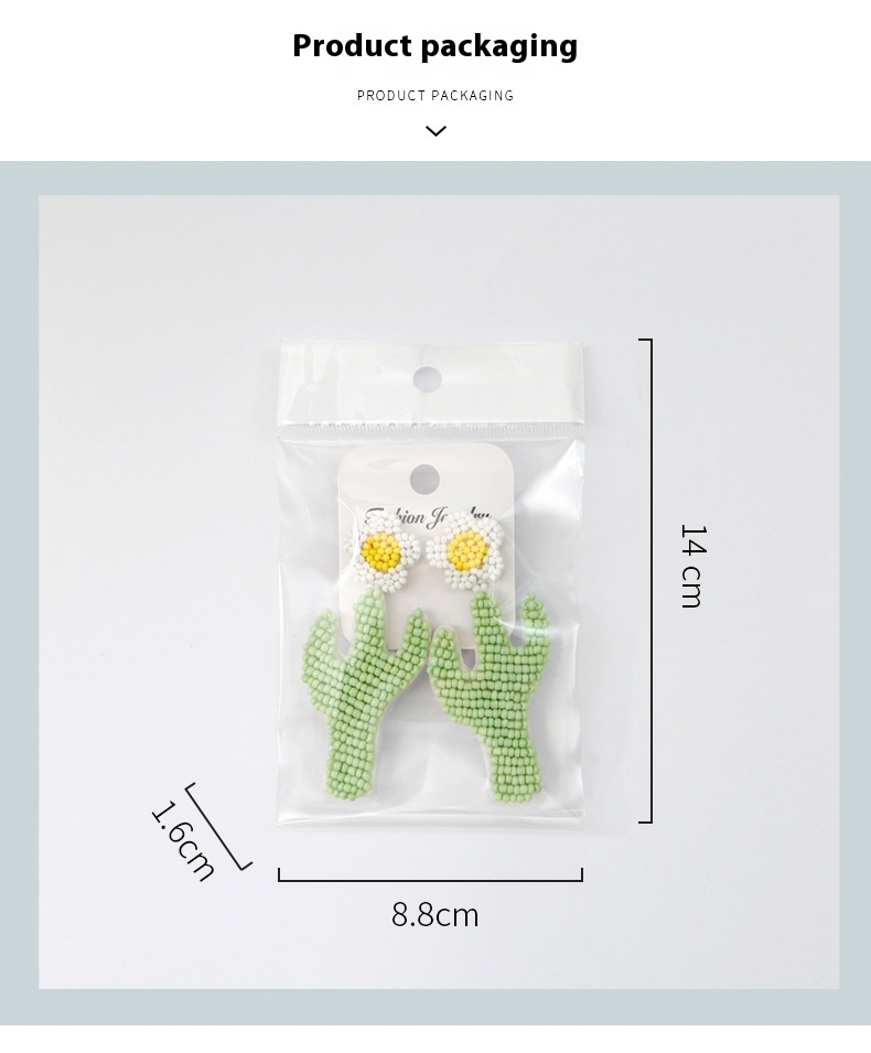 Bohemian Handmade Bead Flower Earrings Holiday Pastoral Style Plant Cactus