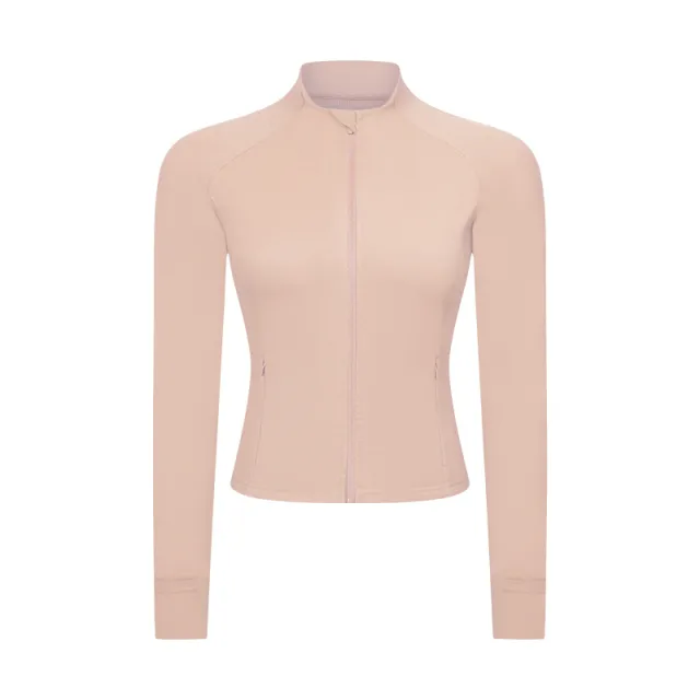 Slim fit Yoga Wear Long Sleeve Tup Cardigan Light Apricot Pink - Shop at LoveMi