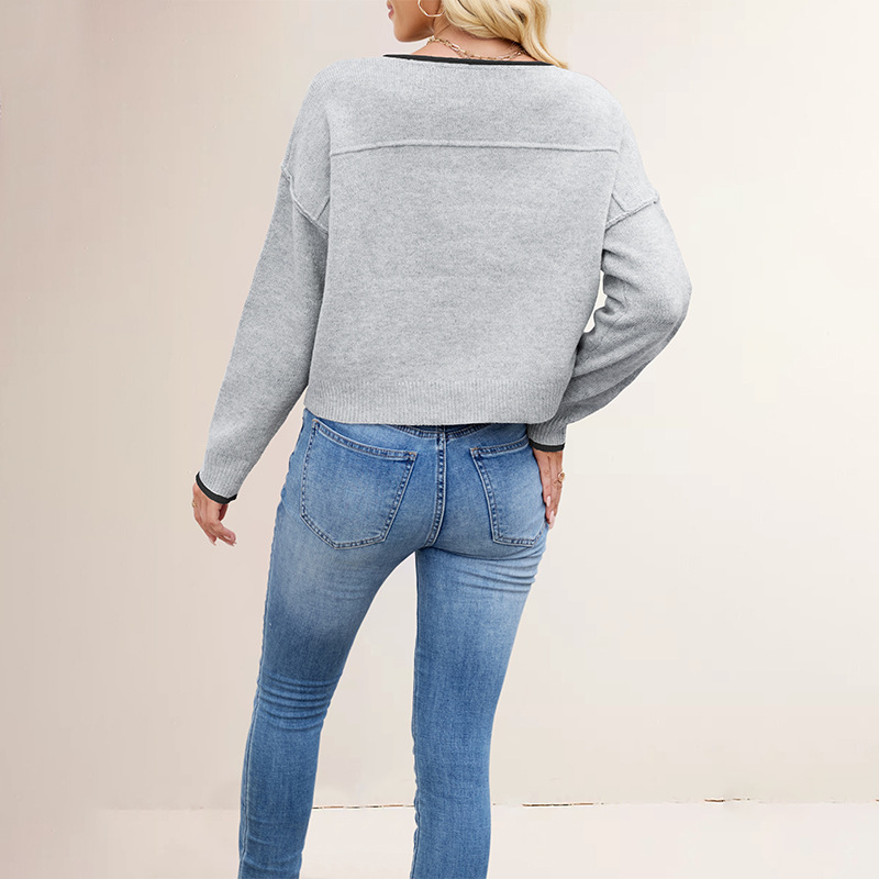 Round Neck Multicolor Knitwear Loose Sweater