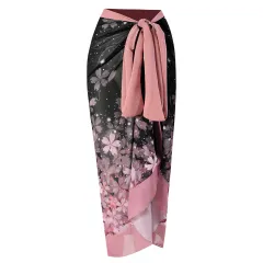 Swimsuit Women's One-piece Skinny Print Chiffon Dress Two Piece Swimwear - Pink Floral Skirt - View 1