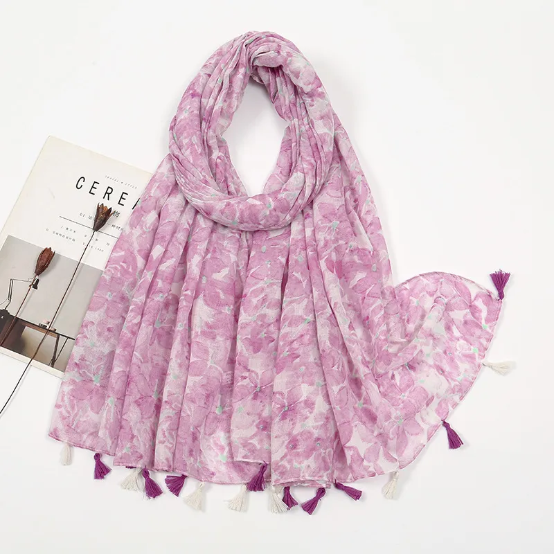 Cotton And Linen Feel Scarf Retro Ethnic Tassel - 1 Color