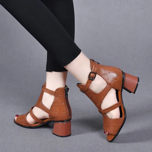 Women's Sandals Peep Toe Hollow out One word Wedge Brown - Shop at LoveMi