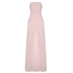 Women's Elegant Mesh Tube Top Dress - Pink - View 1