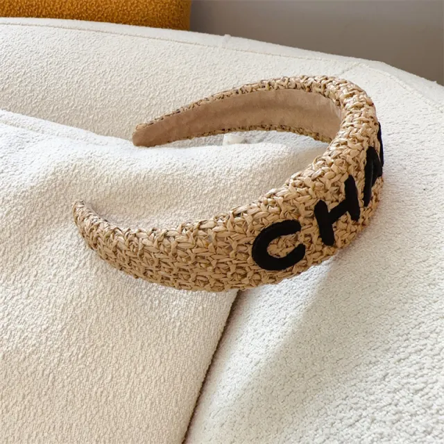 Korean Style Letter Raffia Headband Summer High Sense Hairpin With Broad Edge High Skull Top Headband Broken Hair Wash Face Hair Clip Women Solid... Solid Color - Shop at LoveMi