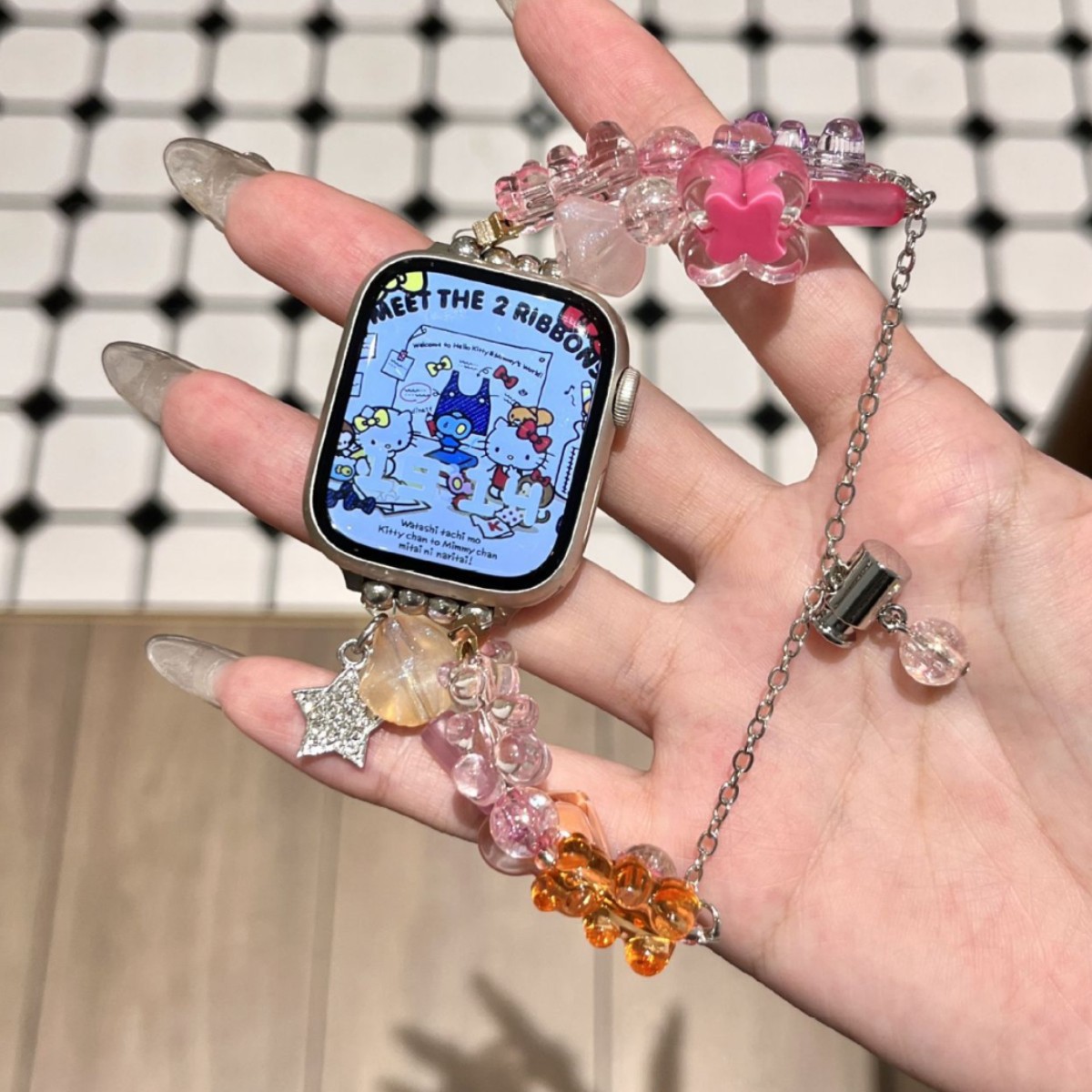 Colorful Gummy Bear Beaded Watch Band Compatible With IWatch Series Soft Silicone Strap 6
