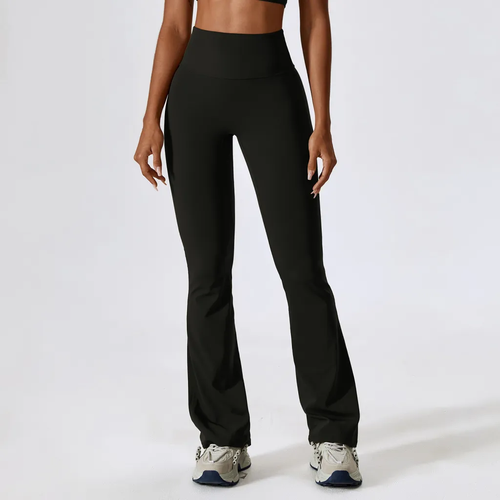 Nude Feel Hip Lifting Yoga High Waist Bootcut Casual Sports Pants And Vest - Advanced Black