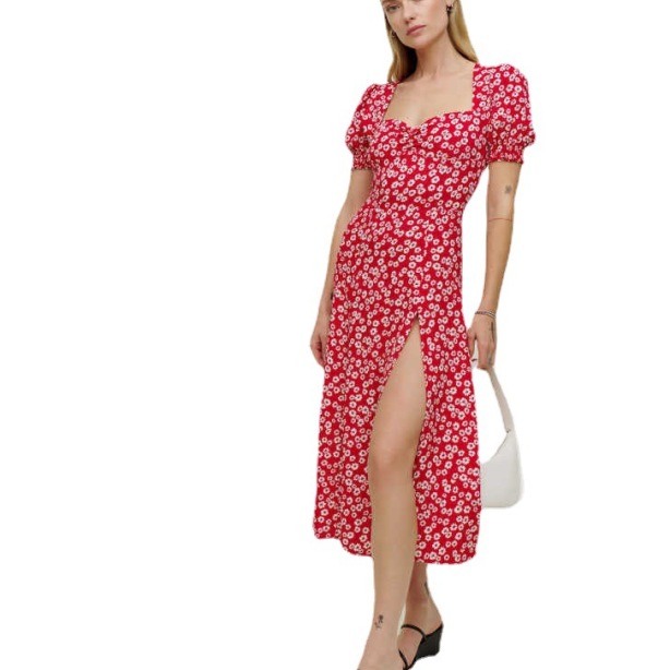 Women's Floral Print Slit Long Dress