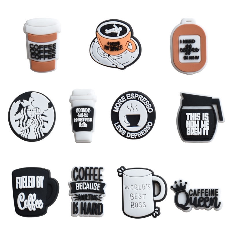 Soft Rubber Coffee PVC Shoe Ornament DIY Hole Shoes Decorative Buckle