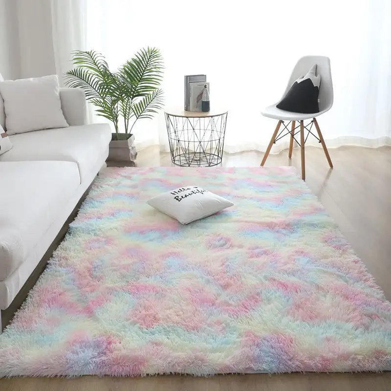 Silk Hair Tie-dyed Carpet Hair Plush Living Room Bedroom And Household