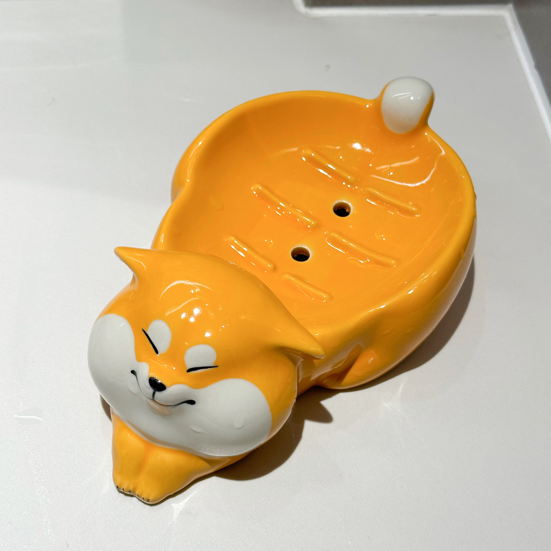 Corgi Soap Dish Draining