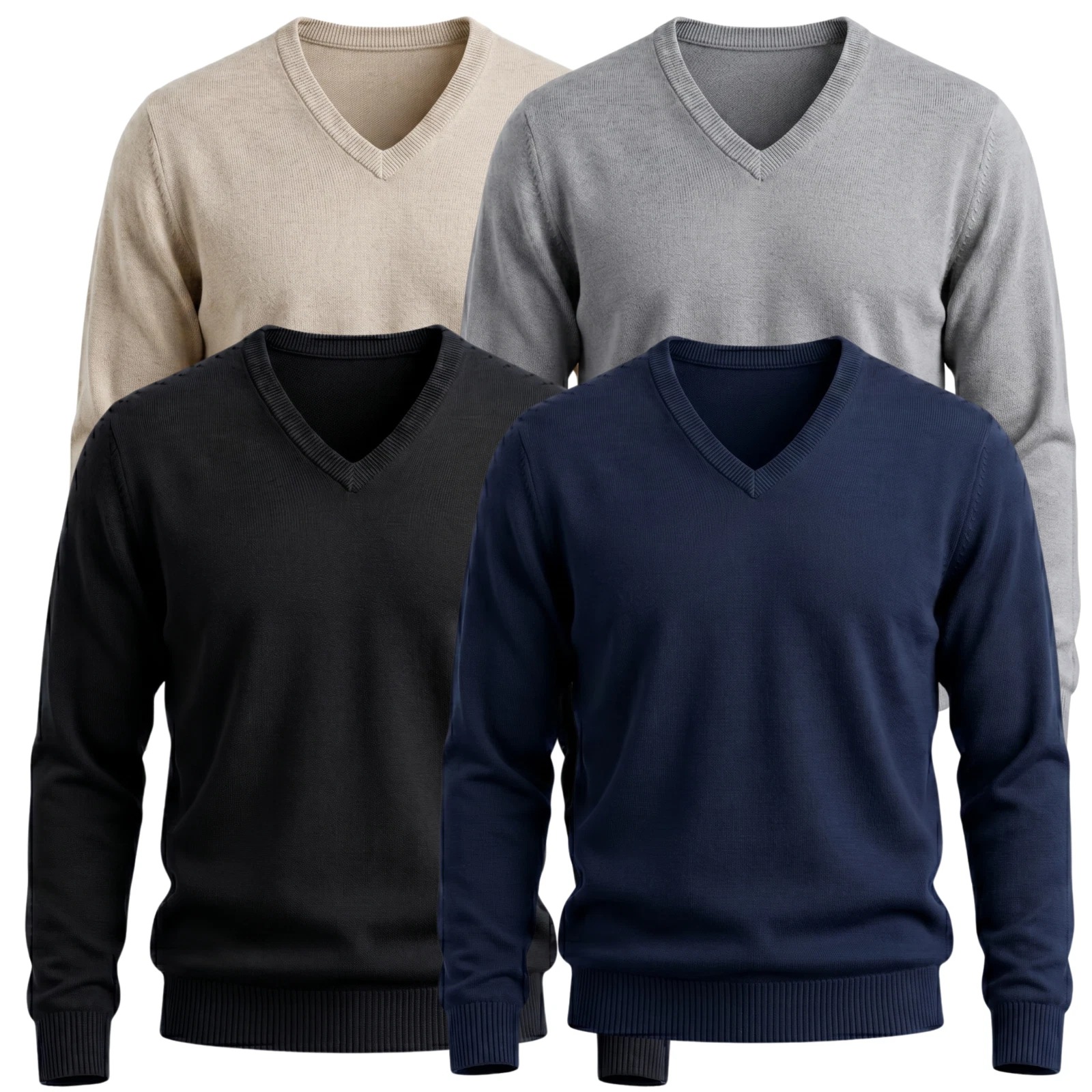 Men's Solid-Color Casual Knitted Pullover Sweater