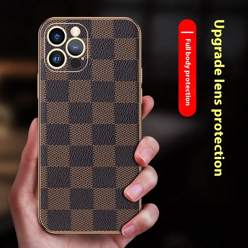 Streamer Plating Plaid Phone Case Protective Sleeve
