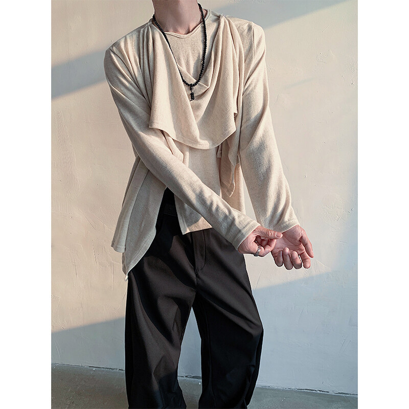 Retro Knitted Sweater Design Autumn And Winter Long Sleeve Stitching Shirt