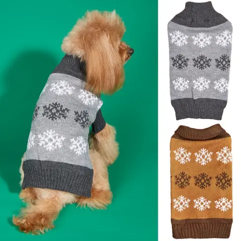 Snowflake Brown Gray Autumn and Winter New Dog Christmas