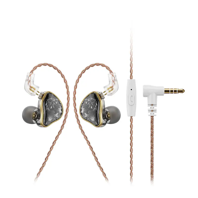 Single-side Hybrid Two-unit Circle Iron 2pin Changeable Wire Metal Headset