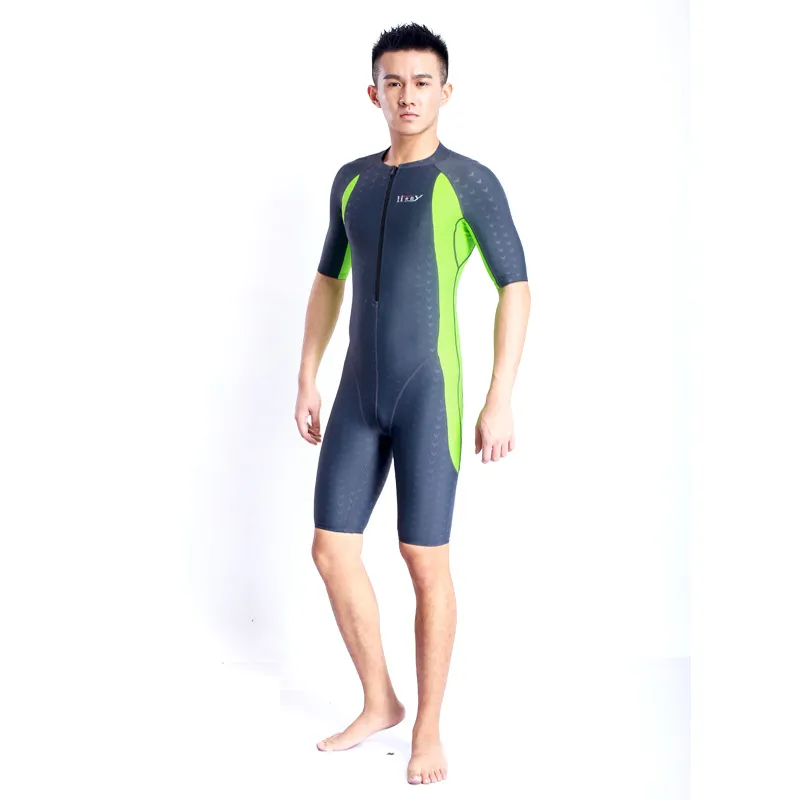 Shark Pattern Quick-drying Half Sleeve One-pieces Short Sleeve Swimsuit - Gray