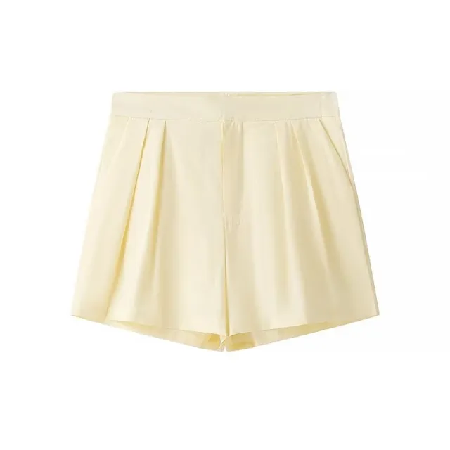Retro Crew Neck Sleeveless Vest Waistcoat High Waist Pleated Casual Shorts Suit Shorts - Shop at LoveMi