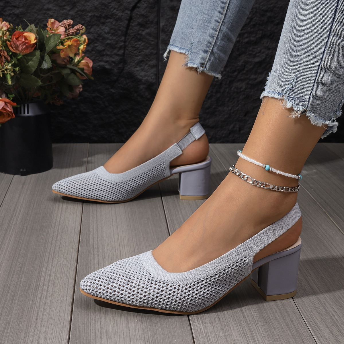 Flyknit Square-Toe High Heels, picture 2 of 6