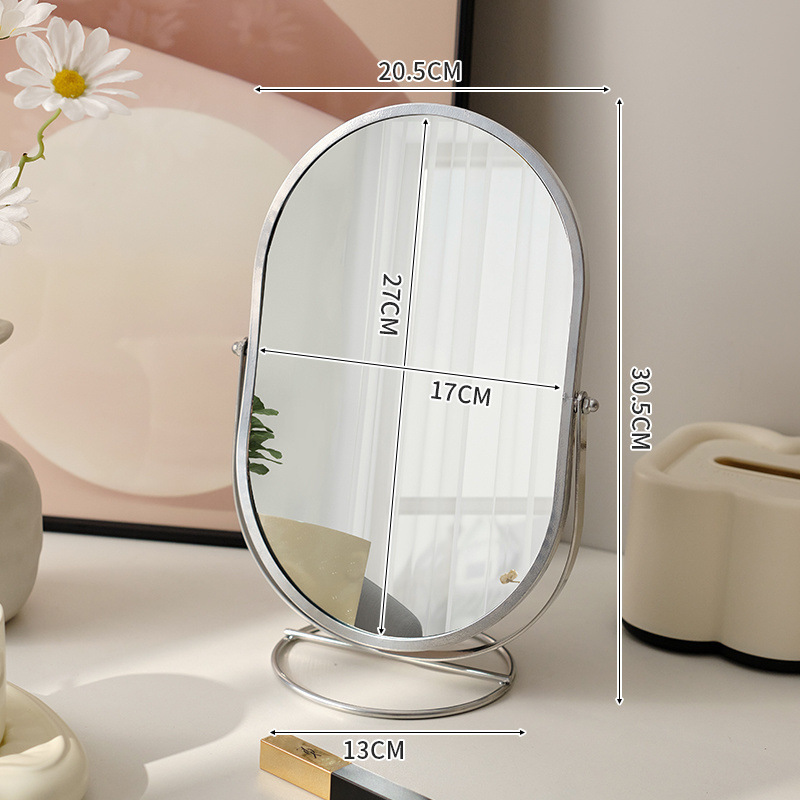 مرآة تجميل دائرية دوارة للمكتب بتصميم منزلي أنيق