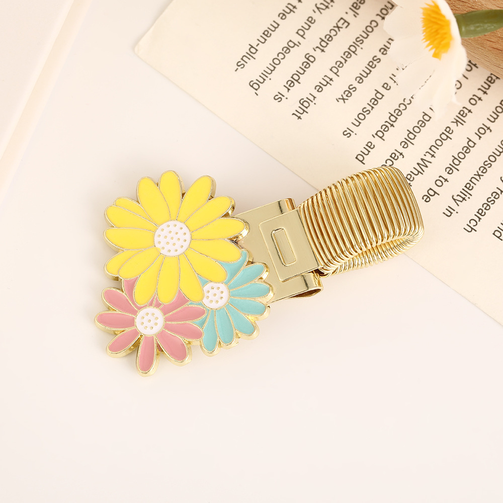 Creative Dripping Oil Tricolor Flower Metal Pen Clip