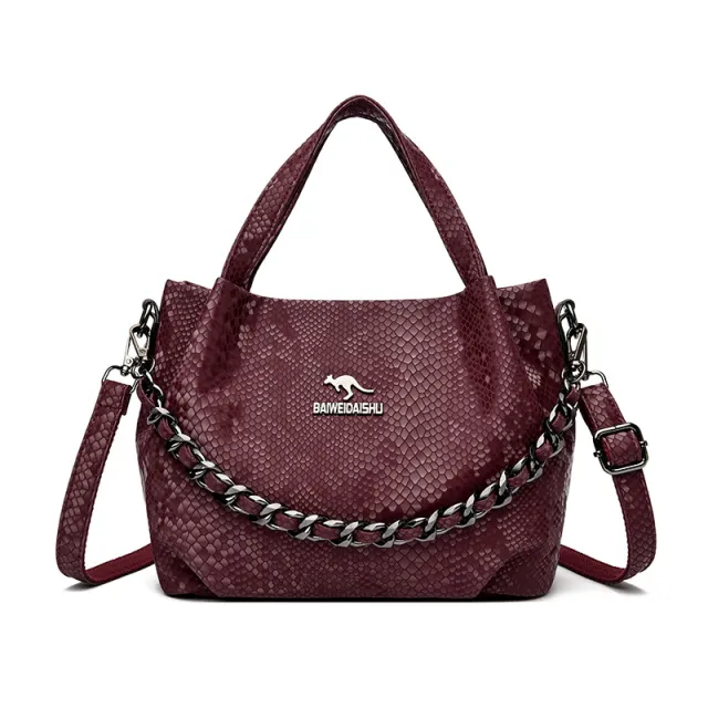 Niche Chain Versatile Genuine Leather Pleated Shoulder Bag Red - Shop at LoveMi