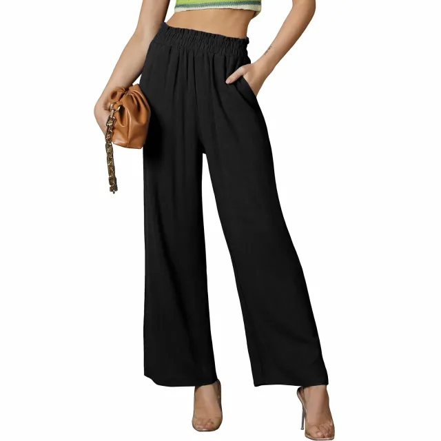 Summer New Solid Color Loose Women's Casual Trousers Black - Shop at LoveMi
