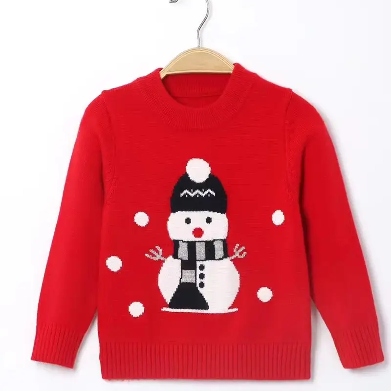 Children's Autumn And Winter Christmas Sweater Round Neck Bottoming Shirt Red Thickened