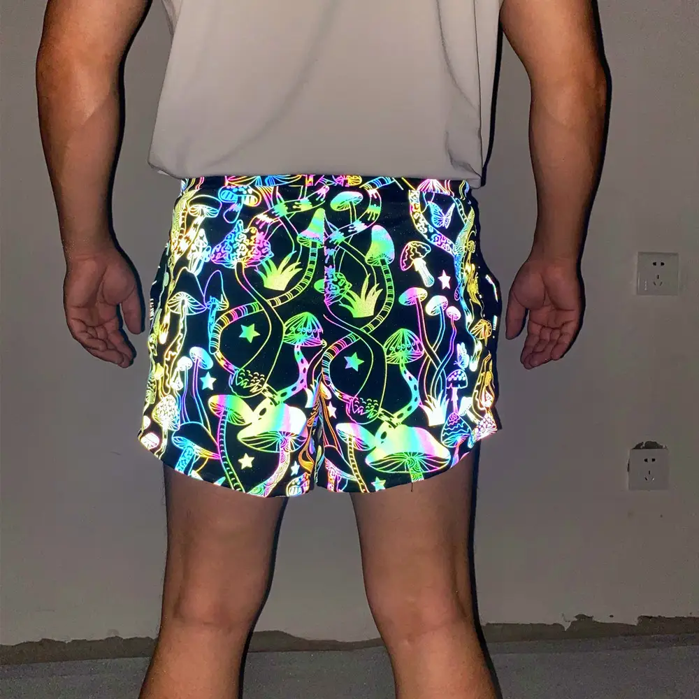 Men's Mushroom Colorful Reflective Shorts Knit Breathable Cycling Shorts