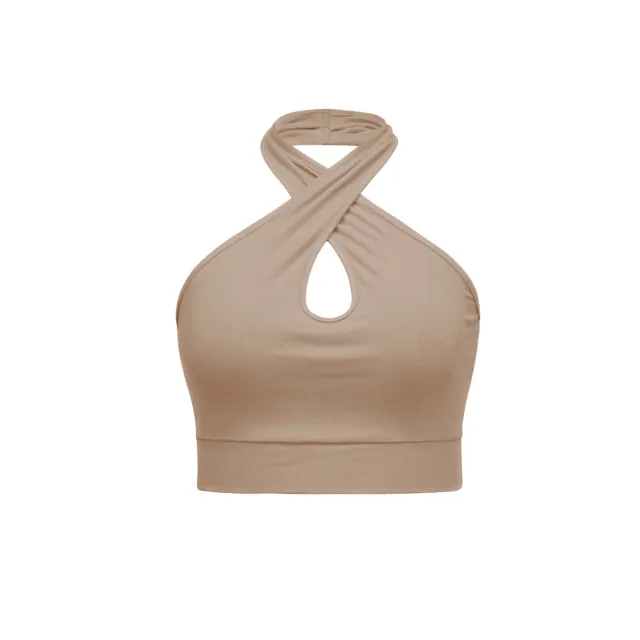 Women's Halter Backless Knitted Vest Top Apricot - Shop at LoveMi