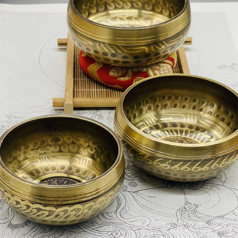 Buddhist Copper Singing Bowl with Leather Wooden Mallet - Various Sizes