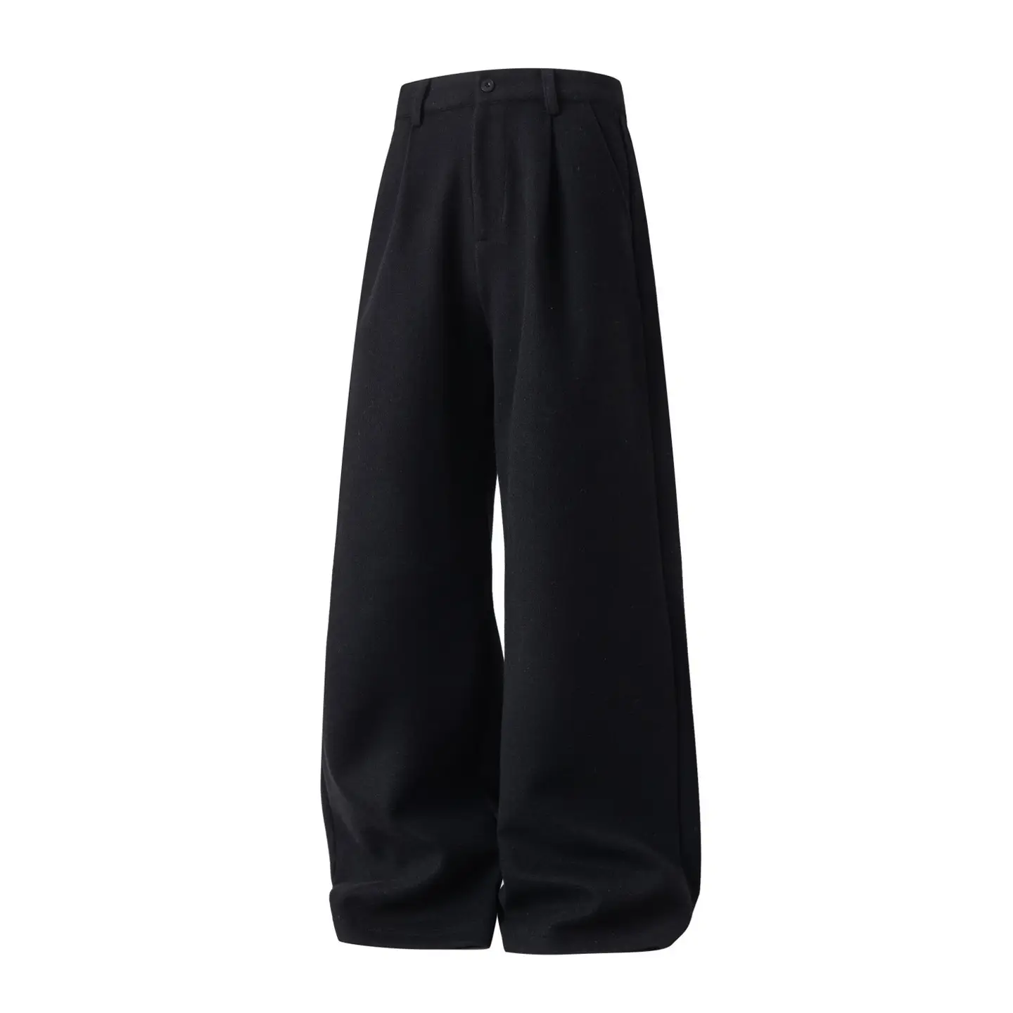 Wool Straight-leg Loose Pleated Casual Pants Thickened Long Trousers For Men