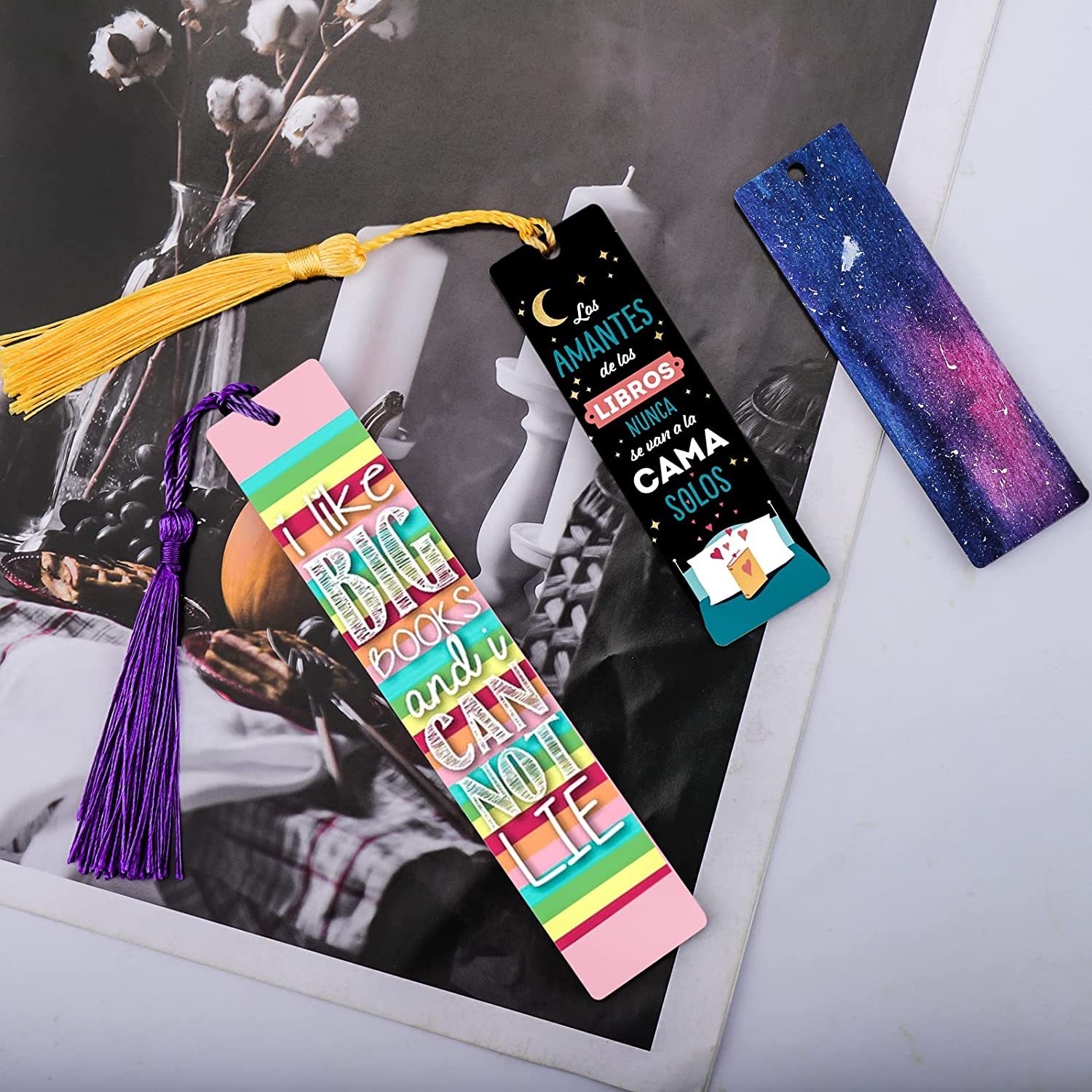 Sublimation bookmark set showing two sizes and colorful tassel variety