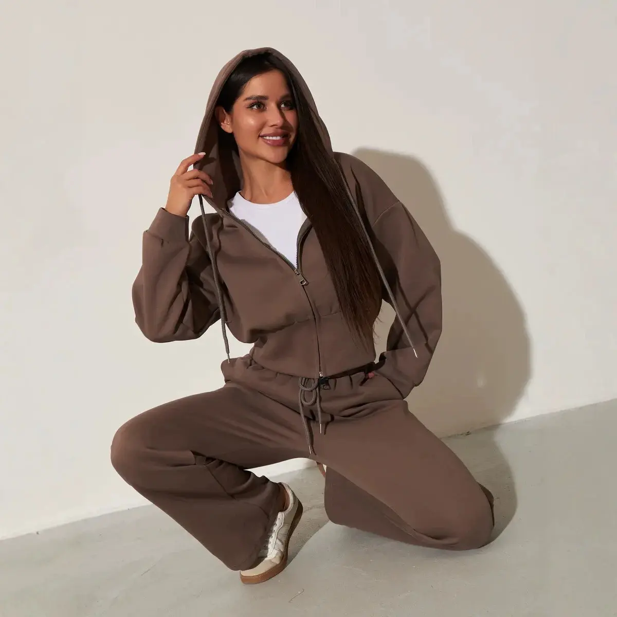 Coat And Wide-leg Pants Two-piece Set