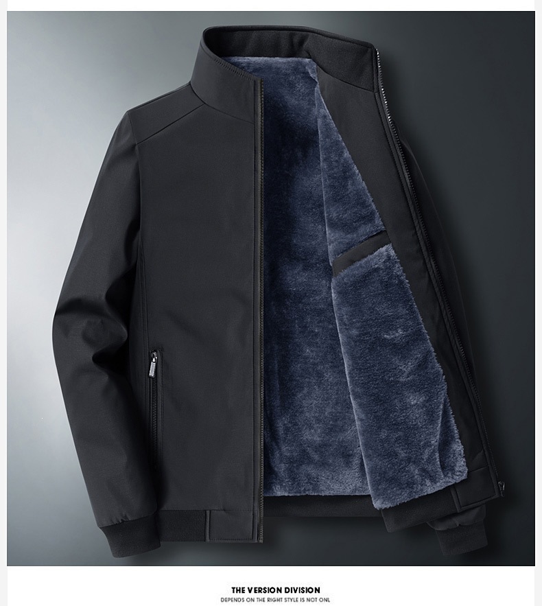 Men's Padded Fleece-Lined Winter Coat | Stand Collar detail image 2