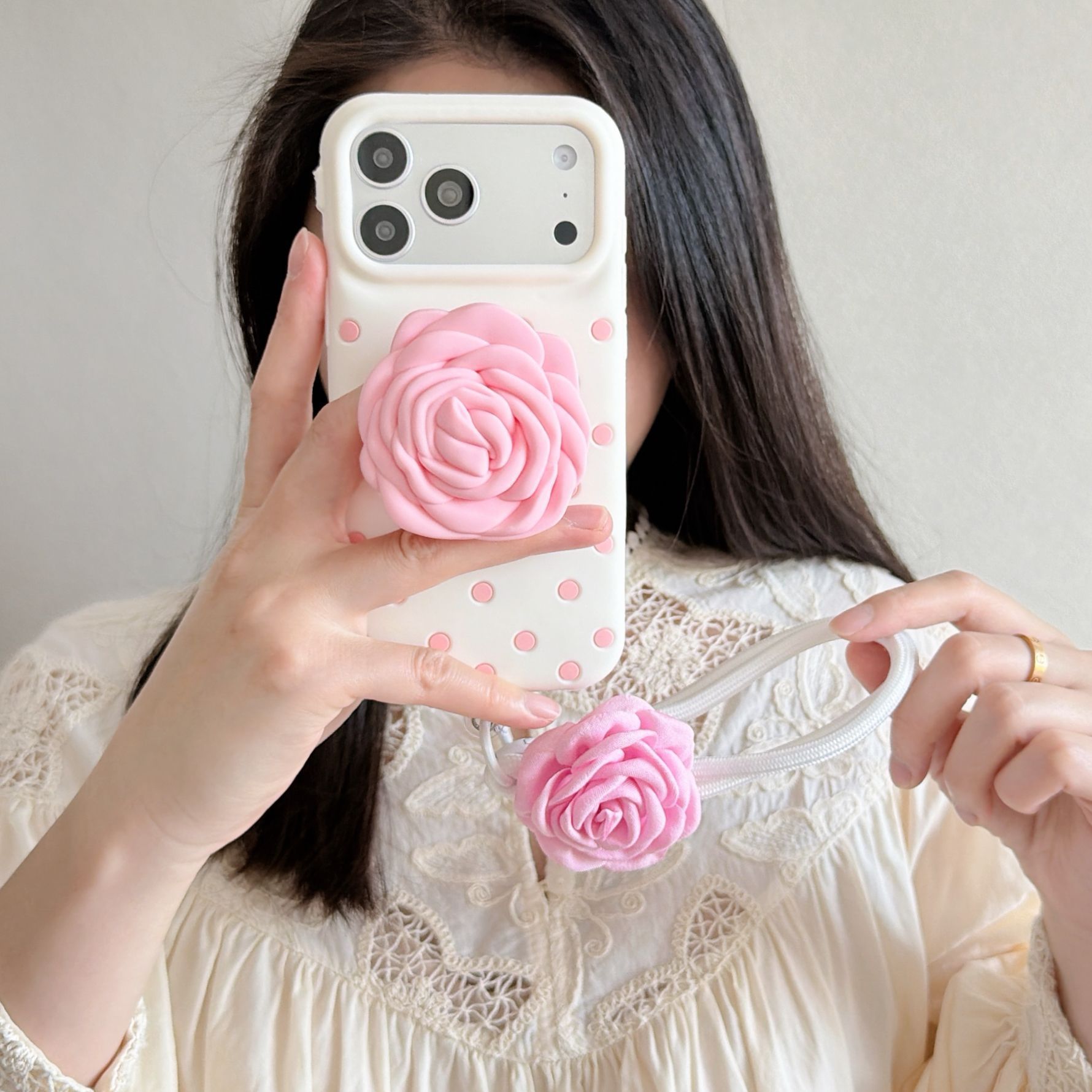 Stent Polka-dot Rose Silicone Phone Case Protective Cover 6