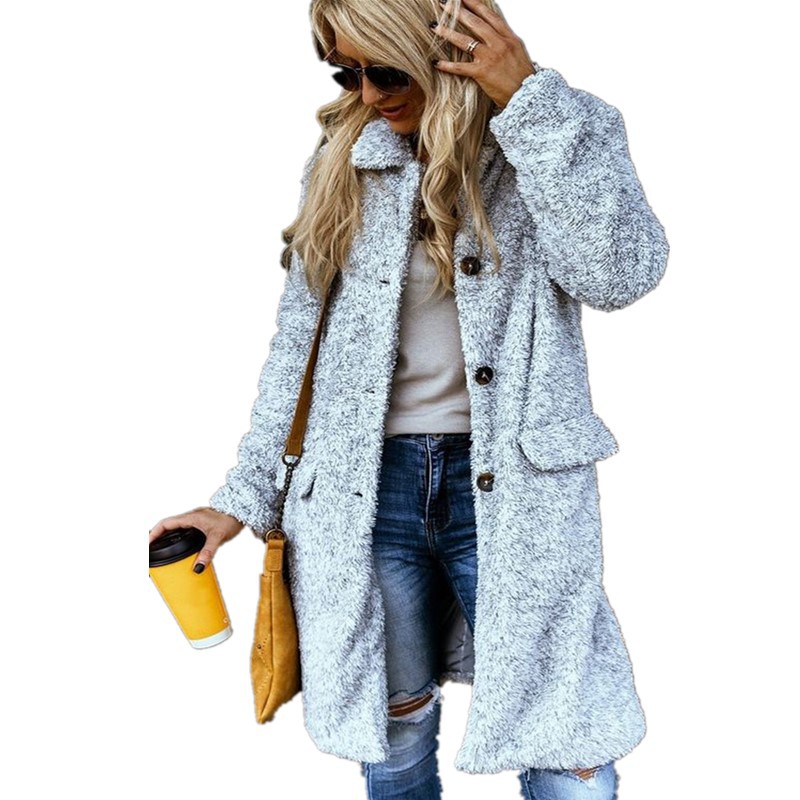 Women's Sheepskin-Like Woolen Coat