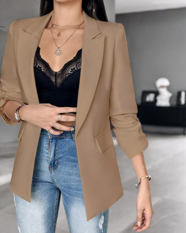 Long Sleeve Cardigan Suit Coat For Women Brown - Shop at LoveMi