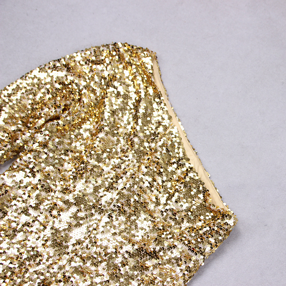 Women's Sequined One-shoulder Dress For Banquet Host Annual Meeting - Image 33