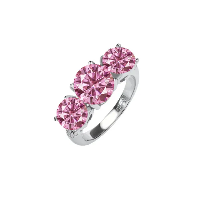Moissanite Women's Ring High end Silver Jewelry Accessories Pink - Shop at LoveMi