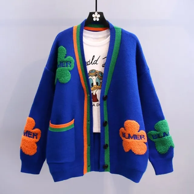 Coat Women's Western Style Knitted Cardigan Blue - Shop at LoveMi