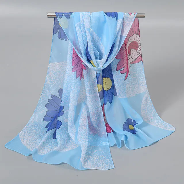 Little Chiffon Small Silk Scarf Scarf For Women Xq4375 Light Blue - Shop at LoveMi