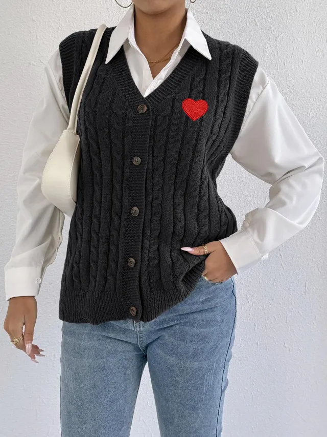 Women's Knitted Cardigan Casual Vest Black - Shop at LoveMi