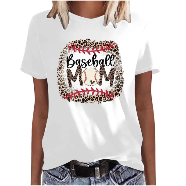 Mother's Day Baseball Women's Various Styles Loose fitting Pullover Round neck Short sleeved T shirt 47449 Xxxl - Shop at LoveMi